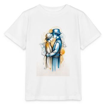 Lebhaftes goldenes und blaues Paar - Stanley/Stella Kinder T-Shirt MINI CREATOR  - Weiß - Vorne - Maike (125cm)