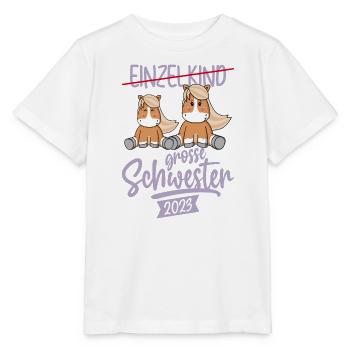 Pferde Mädchen Geschenk Große Schwester 2023 - Stanley/Stella Kinder T-Shirt MINI CREATOR  - Weiß - Vorne - Maike (125cm)