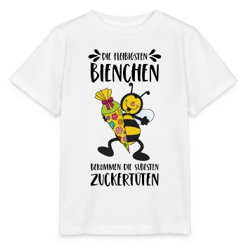 Biene fleißig Schule Zuckertüte süß Schulkind - Stanley/Stella Kinder T-Shirt MINI CREATOR  - Weiß - Vorne - Maike (125cm)