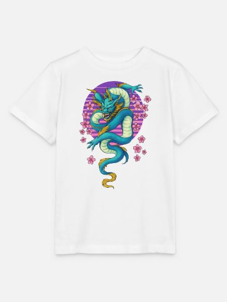 Drache Japanisch Sakura - Stanley/Stella Kinder T-Shirt MINI CREATOR - Weiß