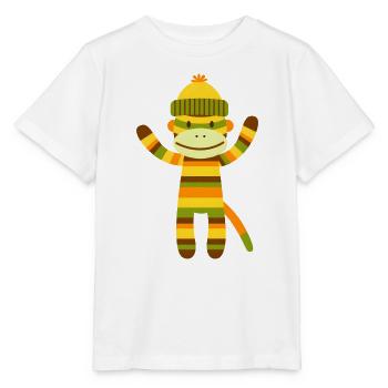 Funny Sock Monkey Colorful Striped Monkey Kids - Stanley/Stella MINI CREATOR Kids’ T-Shirt - white - Front - Maike (125cm)