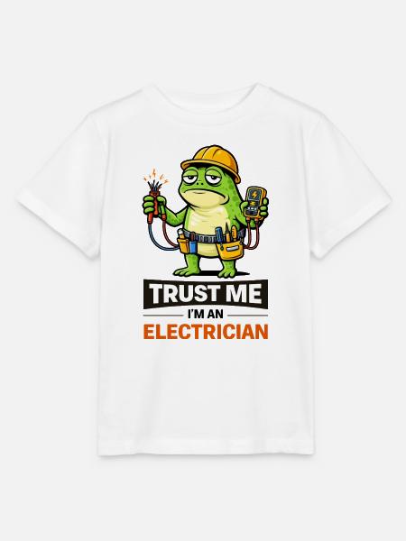 Elektriker-Frosch-Maskottchen Tee - Stanley/Stella Kinder T-Shirt MINI CREATOR - Weiß
