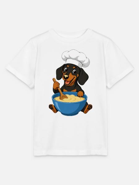 Der Dackelkoch zaubert Kuchenteig - Stanley/Stella Kinder T-Shirt MINI CREATOR - Weiß