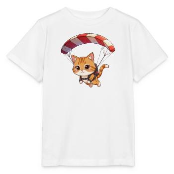 Katzen Fallschirm Paraglide Katze Abenteuer - Stanley/Stella Kinder T-Shirt MINI CREATOR  - Weiß - Vorne - Maike (125cm)