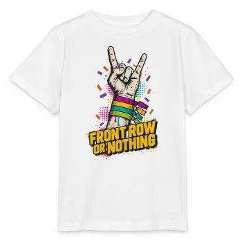 Front Row or Nothing – Rock Pride Handzeichen - Stanley/Stella Kinder T-Shirt MINI CREATOR  - Weiß - Vorne - Maike (125cm)