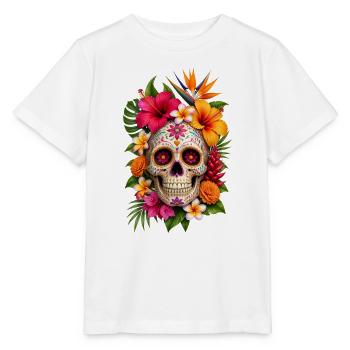 Halloween Sugar Skull Sugarskull  - Stanley/Stella Kinder T-Shirt MINI CREATOR  - Weiß - Vorne - Maike (125cm)