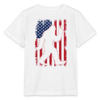American Flag Bigfoot Yeti Patriotic Forest - Stanley/Stella Kinder T-Shirt MINI CREATOR  - Weiß - Vorne - Maike (125cm)