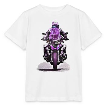 GS Motorradfahrer lila - Stanley/Stella Kinder T-Shirt MINI CREATOR  - Weiß - Vorne - Maike (125cm)