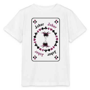 Joker Jolly Clown Girl Card Game Card - T-shirt bio MINI CREATOR Stanley/Stella Enfant - blanc - Devant - Maike (125cm)