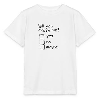 Willst du mich heiraten? Origineller Heiratsantrag - Stanley/Stella Kinder T-Shirt MINI CREATOR  - Weiß - Vorne - Maike (125cm)