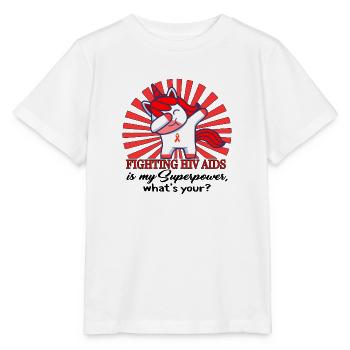HIV AIDS Awareness Month Shirt, Dabbing Unicorn - Stanley/Stella MINI CREATOR Kids’ T-Shirt - white - Front - Maike (125cm)