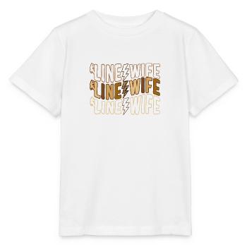 Lineman Hemd, Line Wife T-Shirt mit Leopardenmuster - Stanley/Stella Kinder T-Shirt MINI CREATOR  - Weiß - Vorne - Maike (125cm)