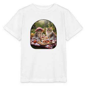 Pique-Pattes Chats Profitant d’un Festin De Forêt Sur Un - T-shirt bio MINI CREATOR Stanley/Stella Enfant - blanc - Devant - Maike (125cm)