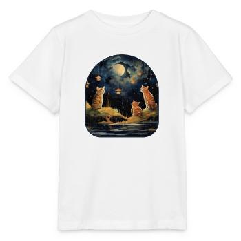 Sternennacht Katzen und Pilze unter einem himmlischen - Stanley/Stella Kinder T-Shirt MINI CREATOR  - Weiß - Vorne - Maike (125cm)