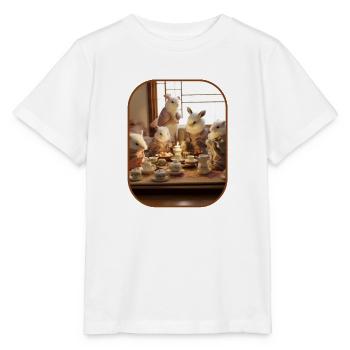 Tea Ceremony Bunnies Cute Rituals T Shirt - Stanley/Stella MINI CREATOR Kids’ T-Shirt - white - Front - Maike (125cm)