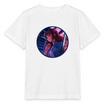 Jukebox Anime Girl Vaporwave Neon Glow Rétro - T-shirt bio MINI CREATOR Stanley/Stella Enfant - blanc - Devant - Maike (125cm)