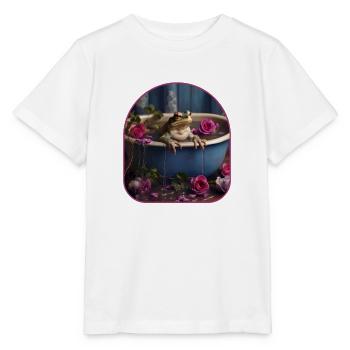 Baignoire Grenouille Relaxante Pétales De Fleurs Cottagecore - T-shirt bio MINI CREATOR Stanley/Stella Enfant - blanc - Devant - Maike (125cm)