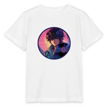 Disque vinyle Anime Boy contemplatif Vaporwave - T-shirt bio MINI CREATOR Stanley/Stella Enfant - blanc - Devant - Maike (125cm)