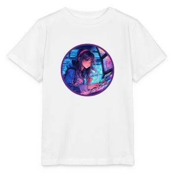 Arcade Anime Fille Vaporwave Neon Glow Rétro - T-shirt bio MINI CREATOR Stanley/Stella Enfant - blanc - Devant - Maike (125cm)