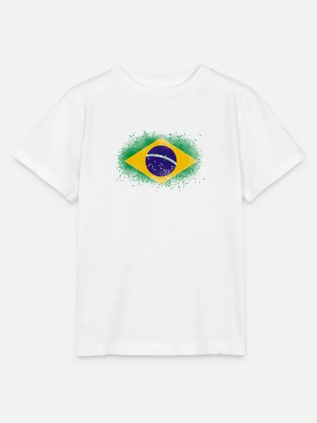 Brazil grunge Brazilian flag gift - Stanley/Stella MINI CREATOR Kids’ T-Shirt - white