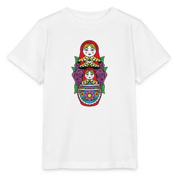Matryoshka Matryoshka Poupée Russe Russie - T-shirt bio MINI CREATOR Stanley/Stella Enfant - blanc - Devant - Maike (125cm)