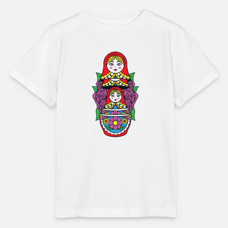 Matryoshka Matryoshka Poupée Russe Russie - T-shirt bio MINI CREATOR Stanley/Stella Enfant - blanc