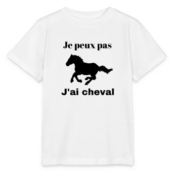 je peux pas j'ai cheval - T-shirt bio MINI CREATOR Stanley/Stella Enfant - blanc - Devant - Maike (125cm)