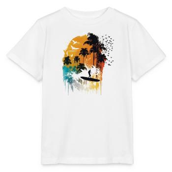 Aquarelle Surfeur - T-shirt bio MINI CREATOR Stanley/Stella Enfant - blanc - Devant - Maike (125cm)