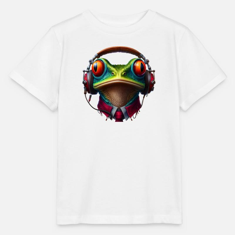 Frosch mit Kopfhörer und Krawatte - Stanley/Stella Kinder T-Shirt MINI CREATOR  - Weiß