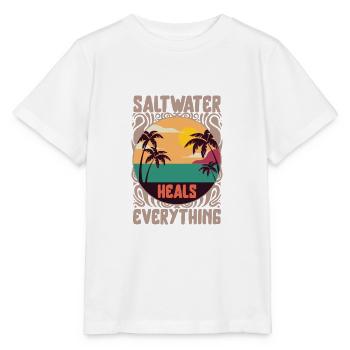 Chemise d’amoureux de la plage, l’eau salée guérit tout - T-shirt bio MINI CREATOR Stanley/Stella Enfant - blanc - Devant - Maike (125cm)