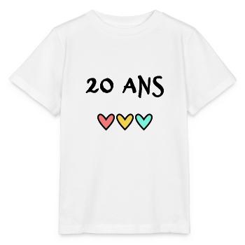 20 ANS. 20e ANNIVERSAIRE. ANNIVERSAIRE 20 ANS. 20 - T-shirt bio MINI CREATOR Stanley/Stella Enfant - blanc - Devant - Maike (125cm)