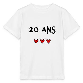 20 ANS. 20e ANNIVERSAIRE. ANNIVERSAIRE 20 ANS. 20 - T-shirt bio MINI CREATOR Stanley/Stella Enfant - blanc - Devant - Maike (125cm)