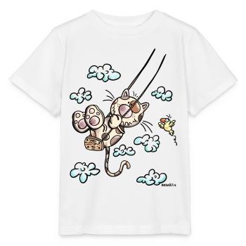 Cat on the swing - Stanley/Stella MINI CREATOR Kids’ T-Shirt - white - Front - Maike (125cm)