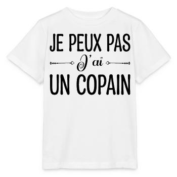 Je peux pas j'ai un copain. cadeau copain, copine. - T-shirt bio MINI CREATOR Stanley/Stella Enfant - blanc - Devant - Maike (125cm)