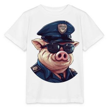 Schweinchen Polizei - Stanley/Stella Kinder T-Shirt MINI CREATOR  - Weiß - Vorne - Maike (125cm)