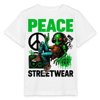 Alien with Peace Boombox - Stanley/Stella MINI CREATOR Kids’ T-Shirt - white - Front - Maike (125cm)