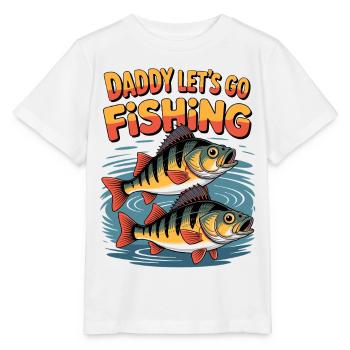 Daddy Lets Go Fishing Cartoon - Stanley/Stella Kinder T-Shirt MINI CREATOR  - Weiß - Vorne - Maike (125cm)