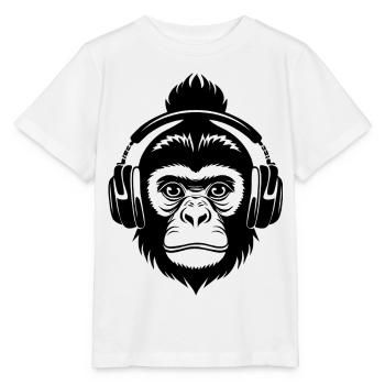 Monkey Head Turntable Vinyl Fan Club Shirt - Stanley/Stella MINI CREATOR Kids’ T-Shirt - white - Front - Maike (125cm)