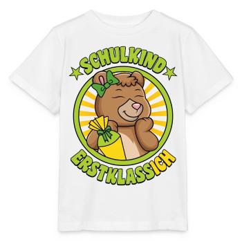 Schoolchild First Grade Me Bear with School Cone Girl - Stanley/Stella MINI CREATOR Kids’ T-Shirt - white - Front - Maike (125cm)