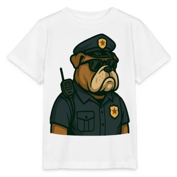 Bulldogge Polizist Karikatur - Stanley/Stella Kinder T-Shirt MINI CREATOR  - Weiß - Vorne - Maike (125cm)