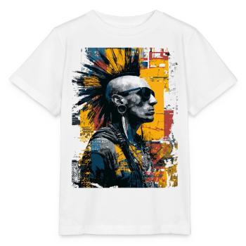 Portrait punk avec art urbain mohawk - T-shirt bio MINI CREATOR Stanley/Stella Enfant - blanc - Devant - Maike (125cm)
