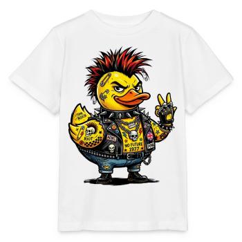 Male Punk Rubber Duck with Mohawk - Stanley/Stella MINI CREATOR Kids’ T-Shirt - white - Front - Maike (125cm)