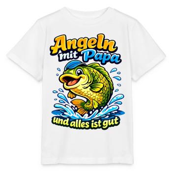 Angeln mit Papa – Alles ist Gut - Stanley/Stella Kinder T-Shirt MINI CREATOR  - Weiß - Vorne - Maike (125cm)