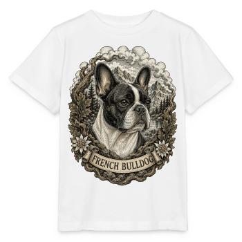 Französische Bulldogge im Vintage Stil - Stanley/Stella Kinder T-Shirt MINI CREATOR  - Weiß - Vorne - Maike (125cm)