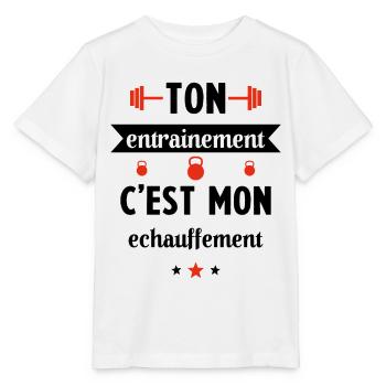 Ton entrainement c'est mon échauffement Humour - T-shirt bio MINI CREATOR Stanley/Stella Enfant - blanc - Devant - Maike (125cm)