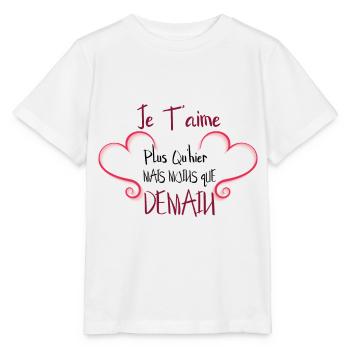 Je t’aime plus qu’hier mais moins que demain - T-shirt bio MINI CREATOR Stanley/Stella Enfant - blanc - Devant - Maike (125cm)