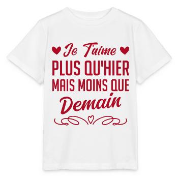 Je t’aime plus qu’hier mais moins que demain - T-shirt bio MINI CREATOR Stanley/Stella Enfant - blanc - Devant - Maike (125cm)