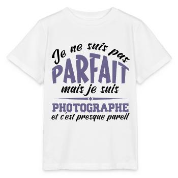 je ne suis pas parfaite mais je suis photographe - T-shirt bio MINI CREATOR Stanley/Stella Enfant - blanc - Devant - Maike (125cm)