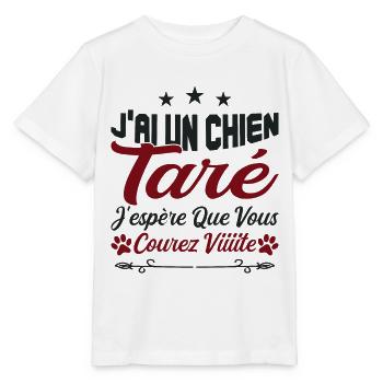 t-shirt j'ai un chien taré courez humour cadeau - T-shirt bio MINI CREATOR Stanley/Stella Enfant - blanc - Devant - Maike (125cm)
