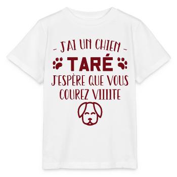t-shirt j'ai un chien taré courez humour cadeau - T-shirt bio MINI CREATOR Stanley/Stella Enfant - blanc - Devant - Maike (125cm)